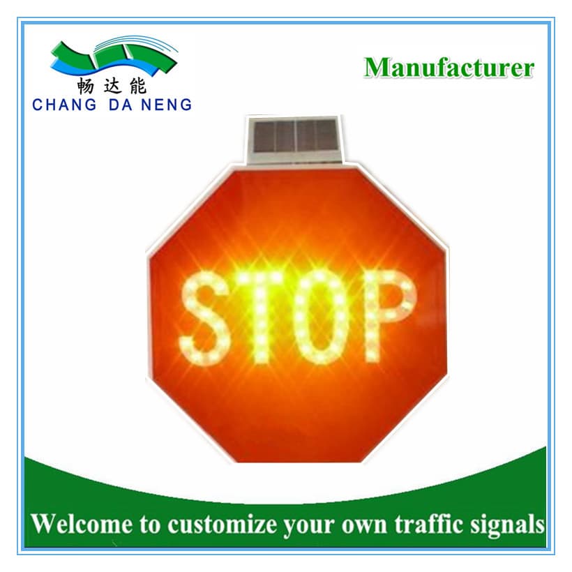 Solar led flashing warning traffic road sign